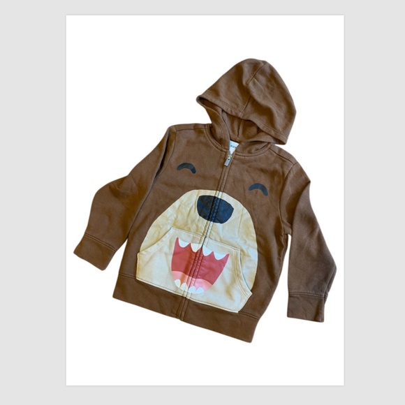 4t size Old Navy Brown Bear printed hooded sweatshirt and pants set comfy winter - Picture 2 of 8